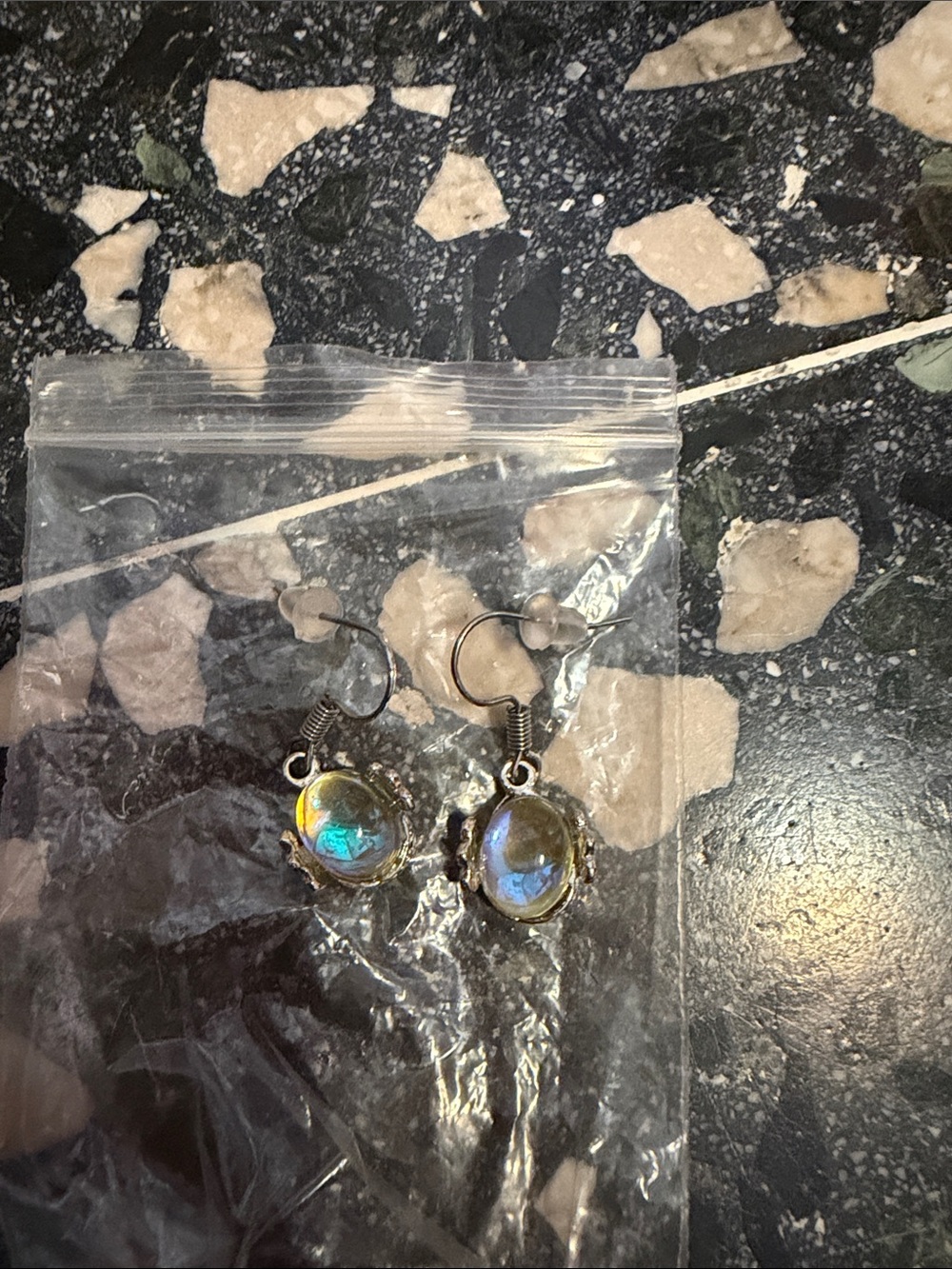 Iridescent Blue-Green Glass Drop Earrings - Women Jewelry